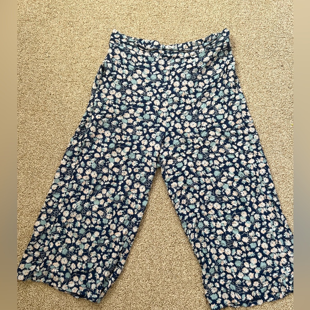 Madewell blue floral wide leg pants size L